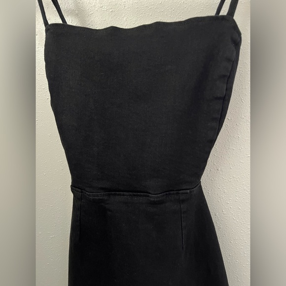 Reformation Kate Tie Back Denim Mini Dress in Black Size 12 - Picture 5 of 10